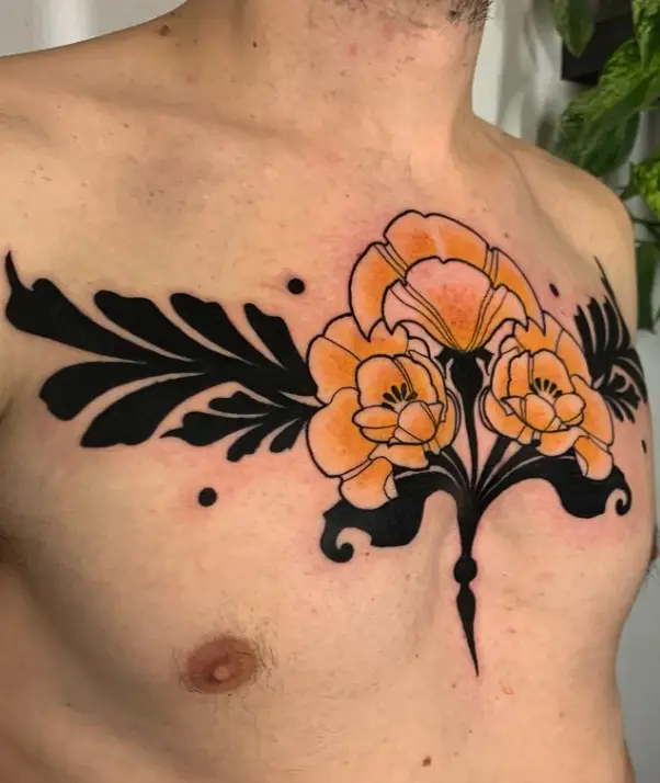 Pieza floral ornamental en el pecho